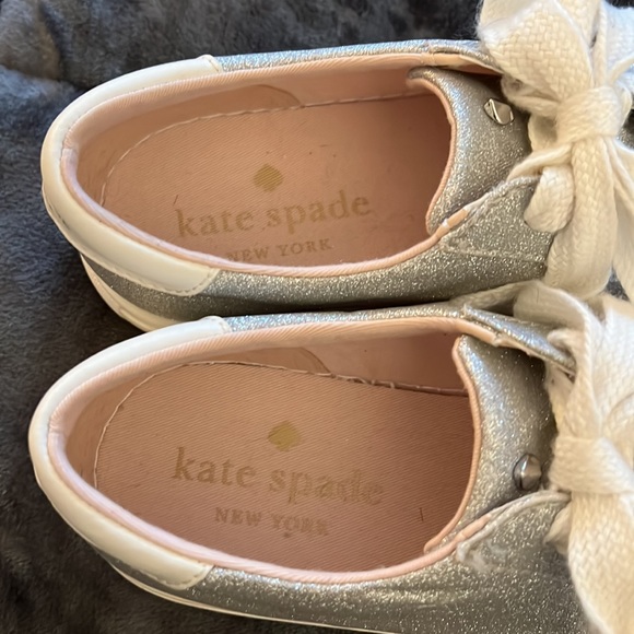 Kate Spade silver glitter sneakers 8B - Picture 3 of 4